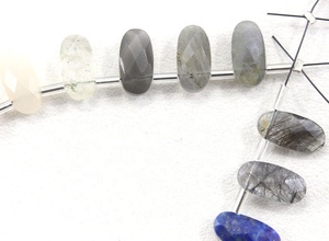 19 Piezas de Piedras Preciosas Naturales Multicolores, Forma Ovalada Facetada, 6x12mm, Perforadas en la Parte Superior, para Fabricación de Joyería Artesanal, Certificadas, para Colgantes y Dijes - Product Image 2