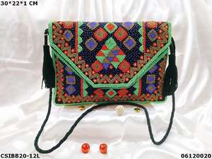 Handmade Designer Banjara Boho Beaded Sling Clutch Bag <b>Small</b> Exclusive Canvas Evening <b>Purse</b> <b>Ladies</b> Casual Envelop Daily Use - Product Image 5