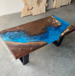 Table à manger en résine époxy, design de rivière en bois d'acacia, Table haut de gamme - Product Image 5