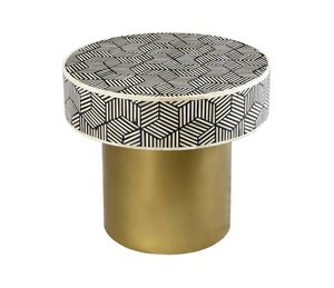 Mesitas de noche de madera ajustables con incrustaciones de hueso y Base de metal modernas para dormitorio o sala de estar, estilo de panel de madera - Product Image 1