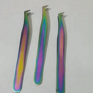 Pinzas para Extensión de Pestañas de Volumen Ruso al por Mayor, Pinzas de Acero Inoxidable Japonés de Alta Calidad, Pinzas de Plasma Arcoíris para Extensión de Pestañas - Product Image 1