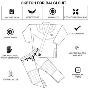Personnalisé 100% Coton Brodé BJJ Jiu Jitsu Gi Haute Qualité Arts Martiaux Brésiliens Judo Uniforme pour Adultes avec Logo Personnalisé - Product Image 6