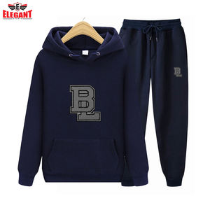 Pullover unisex sweat suit Wholesale Hot Selling Custom Chenille <b>Embroidery</b> High Quality Sweat suit Unisex Cotton <b>Set</b> - Product Image 3