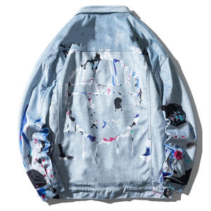 Veste en jean personnalisée en gros pour hommes, respirante, tendance, streetwear, service OEM fini, technique de teinture unie - Product Image 6