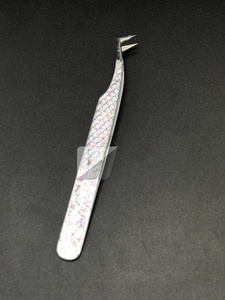 Pince à épiler en acier durable japonais à paillettes blanches personnalisées pointe pointue matériau inoxydable avec logo personnalisé - Product Image 4