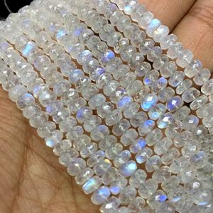 Haute qualité 4mm naturel arc-en-ciel pierre de lune Rondelle forme perles taillées à facettes pierres précieuses en vrac pour la fabrication de colliers de bijoux - Product Image 1