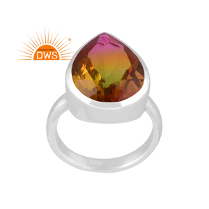 Diseñador hecho a mano plata de ley fina Natural Bio Petro turmalina doblete cuarzo piedra preciosa anillo apilable fabricante de joyas - Product Image 1