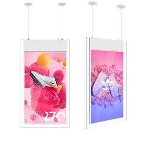दो तरफा फांसी एलसीडी विज्ञापन प्लेयर इनडोर डबल पक्षीय डिजिटल साइनेज स्क्रीन प्रदर्शन के लिए दुकान की खिड़की