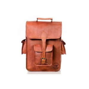 Real Handmade Genuine Crunch Leather Backpacks Vintage Style Bags New Design Multi Uses Pocket Backpacks Wholesale Bulk Product - Product Image 1