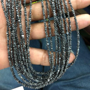 Perles naturelles en diamant noir pour le bricolage, longueur de brin 18 pouces, 2 — 3mm, vente en gros, prix d'usine - Product Image 1