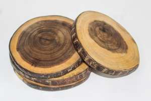 Fabricant direct fournisseur naturel Acacia manguier bois sous-verres dessus de table décoratif en bois artisanat ensemble cuisine tapis décoratif Pad - Product Image 4