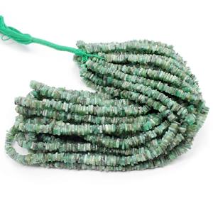 Perles d'émeraude naturelle de 4 mm, forme Heishi lisse, 16 pouces, qualité supérieure AAA - Product Image 5