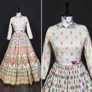 Lehenga chari imprimée et d'embellissement avec paillettes, peignée à la main, pour filles, nouveau modèle - Product Image 6