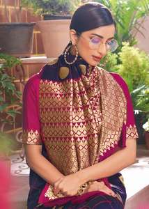 Saree-ropa de boda de seda con aspecto elegante, vestido sexy de seda, saree indio, venta al por mayor, india - Product Image 2