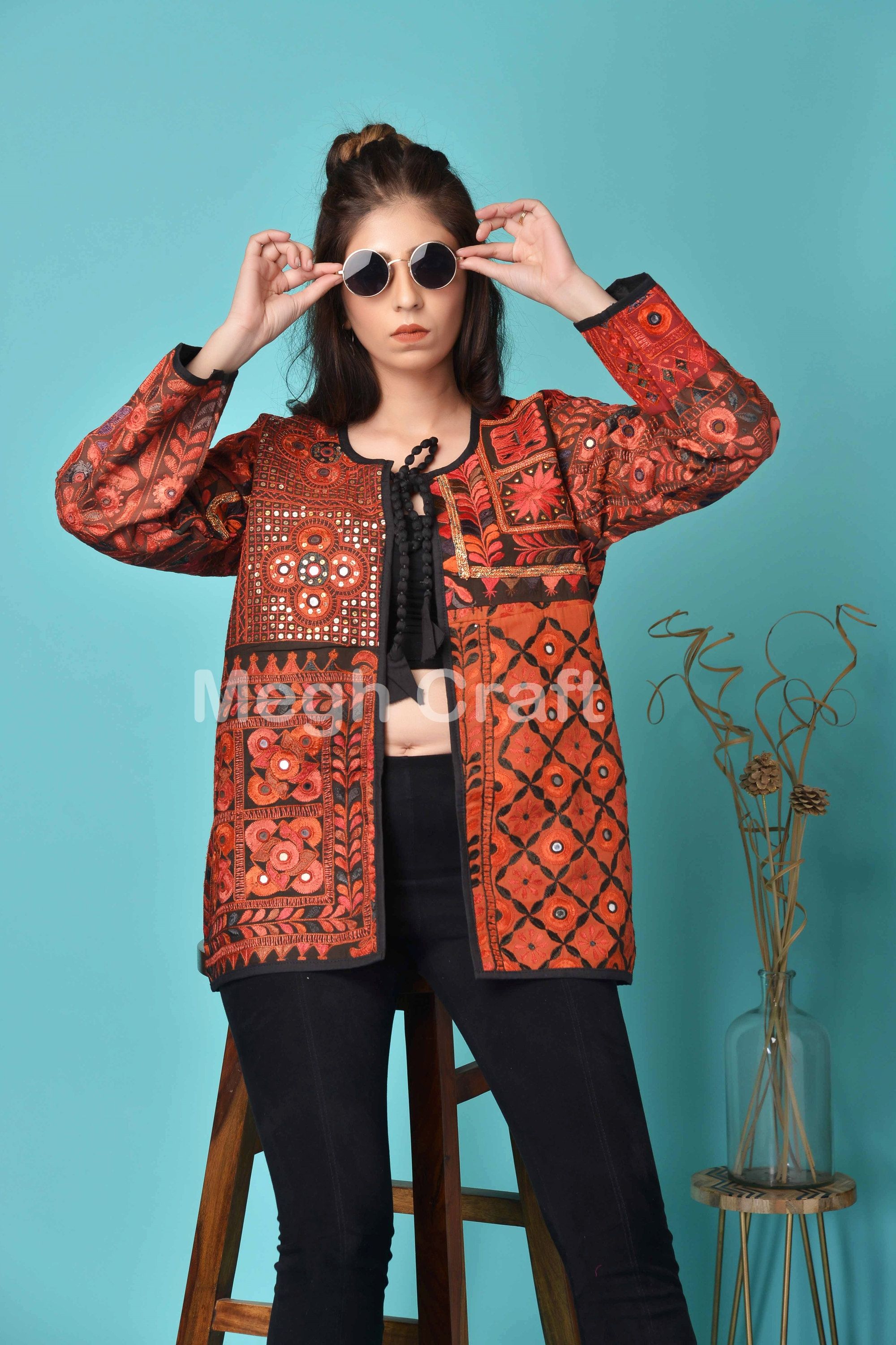 Traditional Navartri Jacket Koti- Kutch Hand Embroidered Jacket Bomber  Jacket Waist Coat Gujarati Tribal Boho Gypsy