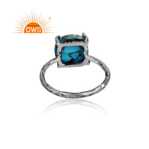 Juego de gemas de cobre turquesa Natural, anillo bohemio de Plata de Ley 925 oxidado, proveedor de joyería - Product Image 4