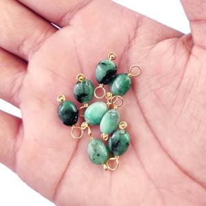 Green Emerald Smooth Oval Shaped Gemstone Charm, May <b>Birthstone</b> <b>Pendant</b>- Gemstone Wire Wrapped Charm- <b>Pendant</b> for Gift Her - Product Image 1