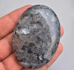 Piedras de Palma de larvikita, piedras de cristal llamativas, palmeras curativas de bolsillo, piedra de Palma metalizada, Gema grande - Product Image 4