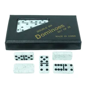 Professional custom double six marble domino tiles set best quality in pvc box game set supplier entertainment products