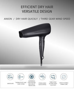 新着ホテル家具1875Wマットブラックセーフ折りたたみ式ヘアドライヤーCE承認済み - Product Image 4