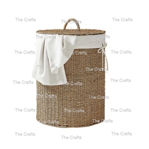 <b>Rattan</b> Storage Basket <b>With</b> <b>Lid</b> Set Of Three Different Sizes Clothes Storage Basket For Home Decor Accessories - Product Image 4