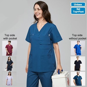 Unisex 10-Piece Washable Stretch Scrubs <b>Set</b> Custom Made Hospital Work Uniform Active Printing Exquisite Design Breathable - Product Image 4