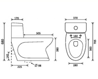 WC monobloc en céramique de qualité export, à chasse directe, avec abattant, design à poser au sol