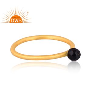 แหวนพลอยโอนิกซ์สีดำธรรมชาติชุบทอง18K 925ผู้ผลิต - Product Image 3