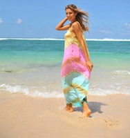 2024 sempurna Hippy Boho Bohemian pakaian wanita Rayon Batik Tie dye gaun Maxi