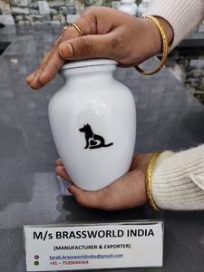 Urna de cremación de mascotas de Metal de estilo americano, Gato marrón pintado a mano sentado al lado de la pata, suministros funerarios para adultos - Product Image 4