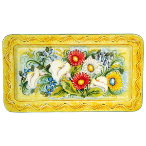 Bandeja de cerámica clásica rectangular, hecha a mano, para decoración de flores - Product Image 1