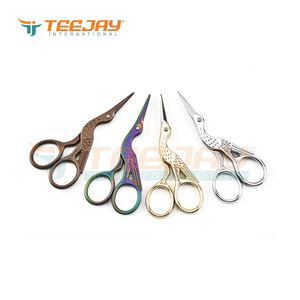 TEEJAY ELS-576 Tijeras de titanio con revestimiento de color en forma de pájaro para dar forma y recortar pestañas y cejas, nuevo estilo, microtijeras para costura - Product Image 5
