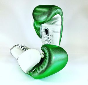 ถุงมือหนังวัวผู้ชาย,ถุงมือมวยผูกเชือกสีเขียวเมทัลลิค - Product Image 4