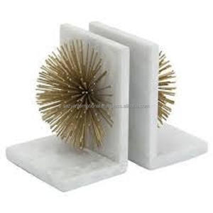 ที่ตั้งหนังสือหินอ่อนสีขาวเคลือบผงทองลวดเหล็กดีไซน์ไม่เหมือนใครพระอาทิตย์ขึ้น - Product Image 1