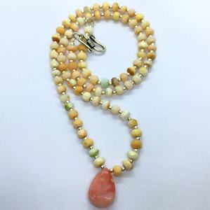 สร้อยคอลูกปัดอัญมณีเจียระไนแบบเหลี่ยมเพชรพลอยหลวมสไตล์เปรูสีชมพูโอปอลผลิตจากธรรมชาติ - Product Image 4