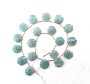Aigue-marine naturelle, 19 pièces, perles de Briolette en forme hexagonale à facettes pour bijoux, Bracelet et collier - Product Image 3