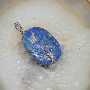 เครื่องประดับอัญมณีอัญมณีทรงต้นไม้ทำจาก Lapis Lazuli,จี้ลวดพัน - Product Image 1