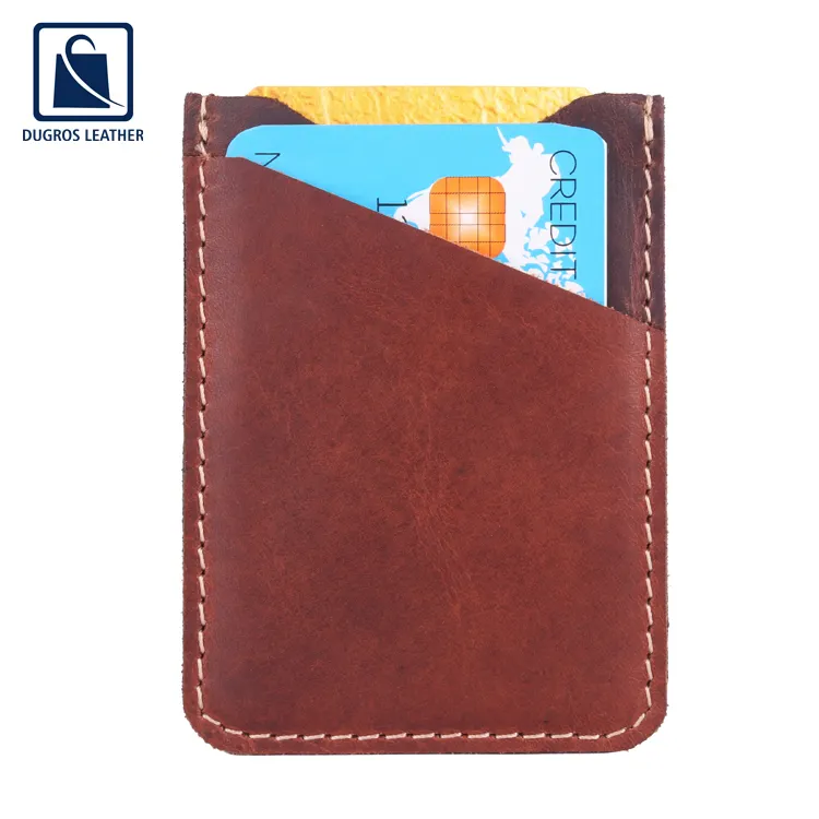 2020 New Arrival Vintage Look Matching Stitching Polyester Lining Material Genuine Leather Clip Wallet for Men