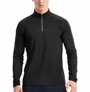 New Quarter Zip long-sleeved men's t-shirts Quick Drying Sports Running Yoga Gym Half Zip Solid Color men's long sleeve t-shirt