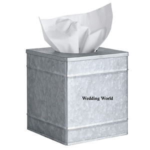 Boîte à mouchoirs rectangulaire classique et élégante faite à la main support en métal de qualité vintage pour la maison et le mariage conception de table en fer - Product Image 4