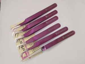 Pinces à épiler pour extensions de cils de couleur rose vif avec logo de marque personnalisé GRATUIT, étiquette privée, pinces à épiler pour cils - Product Image 3