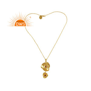 สร้อยคอจี้เงินแท้ประดับทับทิมธรรมชาติ ดีไซน์ทันสมัยปี 2026 สำหรับผู้หญิง จากผู้ผลิตเครื่องประดับ - Product Image 1