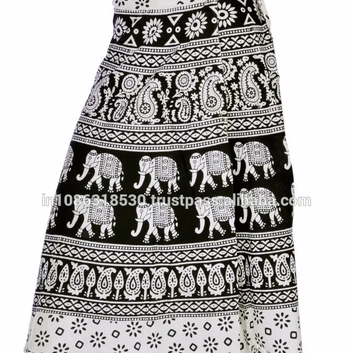 Jaipur Rock frauen Traditionelle Baumwolle Gedruckt Umlaufende Rock Freie Größe Hippie Strand Boho Baumwolle Wrap Um Rock Kleid