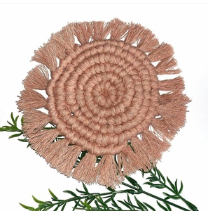 Custom Logo <b>Round</b> Macrame Tea Cup Coaster - Product Image 1