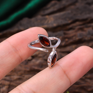 พลอยโกเมนธรรมชาติสีแดงรูปร่างมาร์คีส์2.5กรัมเงิน92.5ละเอียดอ่อนสวยงามผู้หญิงของขวัญแหวนหินประจำเดือนมกราคม - Product Image 3