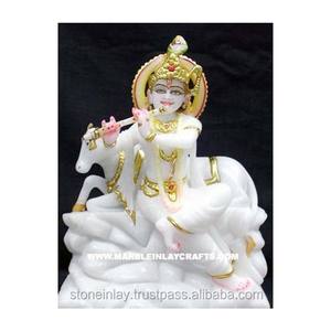 Estatua artística de mármol blanco, Lord Krishna - Product Image 1