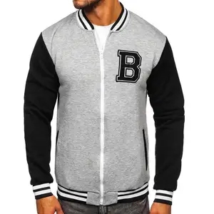 OEM เสื้อแจ็กเก็ตเบสบอลสำหรับผู้ชาย,เสื้อบอมเบอร์ปักลายตัวอักษร B Chenille เลือกได้ตามต้องการ