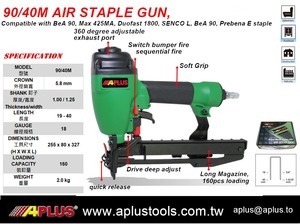 APLUS 90/40MA, 18GA 19-32MM, CORONA DE 5.8MM, SENCO L y 90 GRAPAS, Pistola de grapas neumática con mango extensible de 110CM - Product Image 4