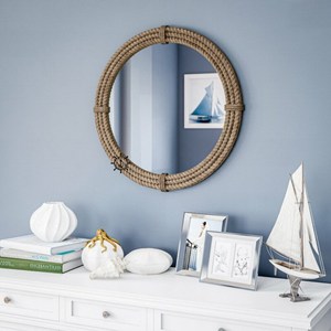 Miroir rond en corde nautique côtier fait main Timeless Spark |   Décoration d'intérieur Grand miroir mural | - Product Image 1