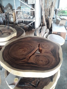 Mesa de Comedor de Madera de Acacia Maciza de Alta Calidad, Muebles Modernos de Madera de Monkey Pod con Borde Natural para el Hogar, Bar o Sala de Estar para Villas - Product Image 3